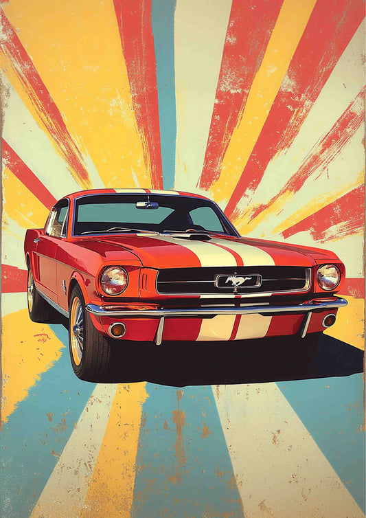 Vintage Red Mustang Wall Art