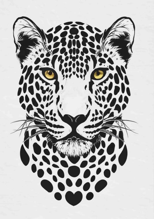 Black & White Leopard Portrait Poster Wall Art