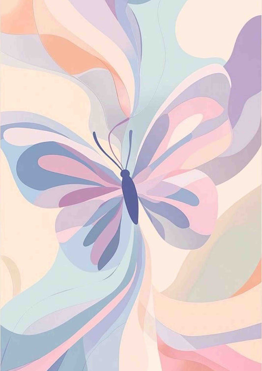 Watercolor Butterfly Swirl Poster Wall Art