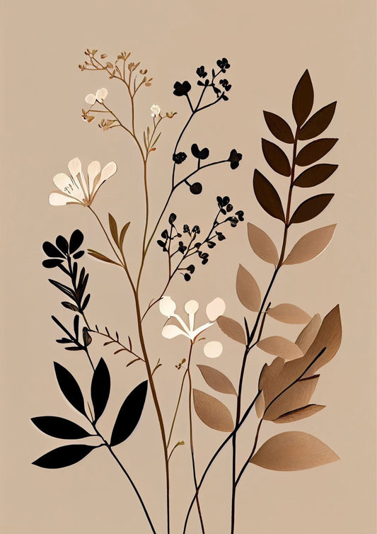 Boho Earth Tones Wildflowers Poster Wall Art