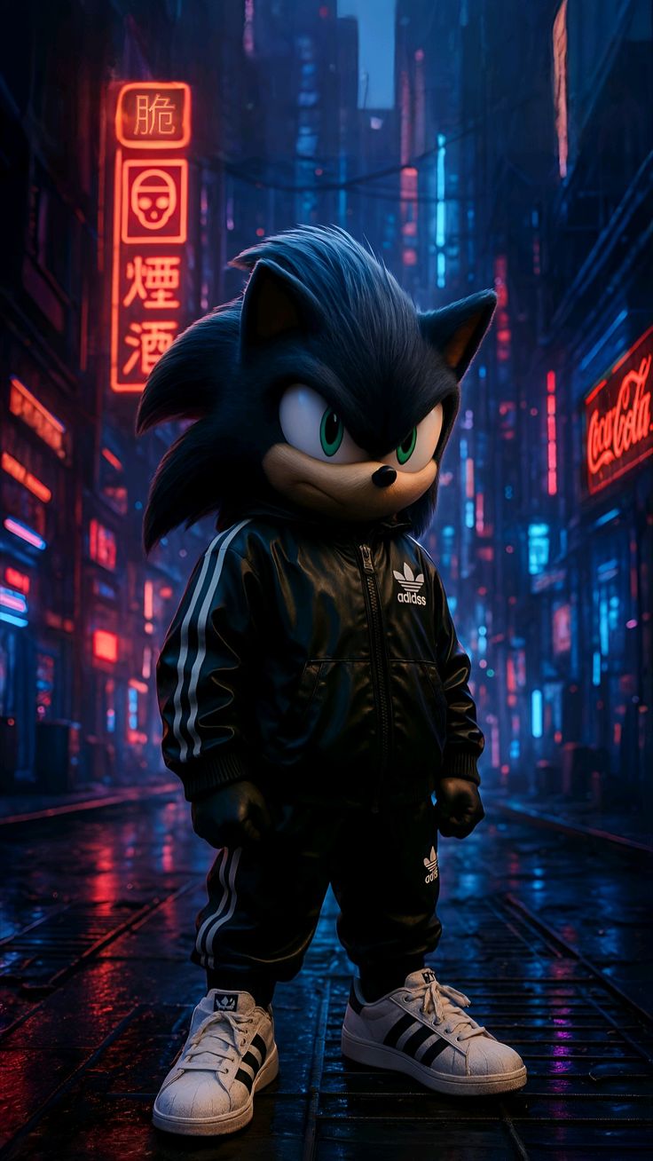 Cyberpunk Sonic in Streetwear Poster Wall Art