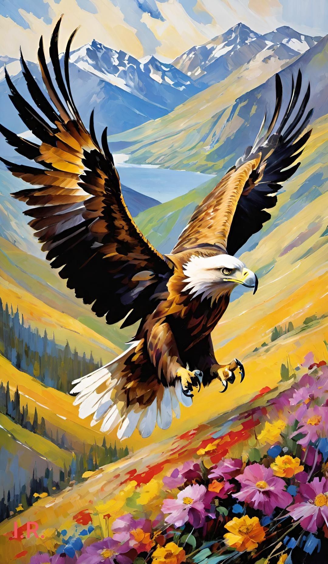 Mountain Eagle Abstract Poster Wall Art
