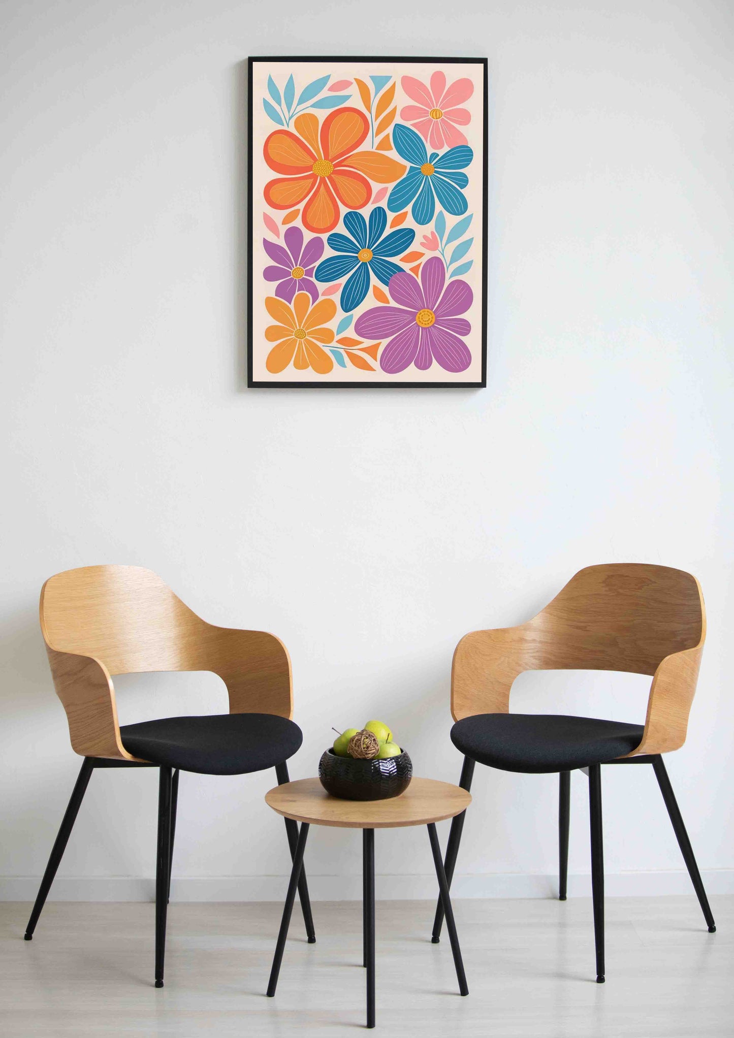 Multi-Colored Retro Floral Wall Art