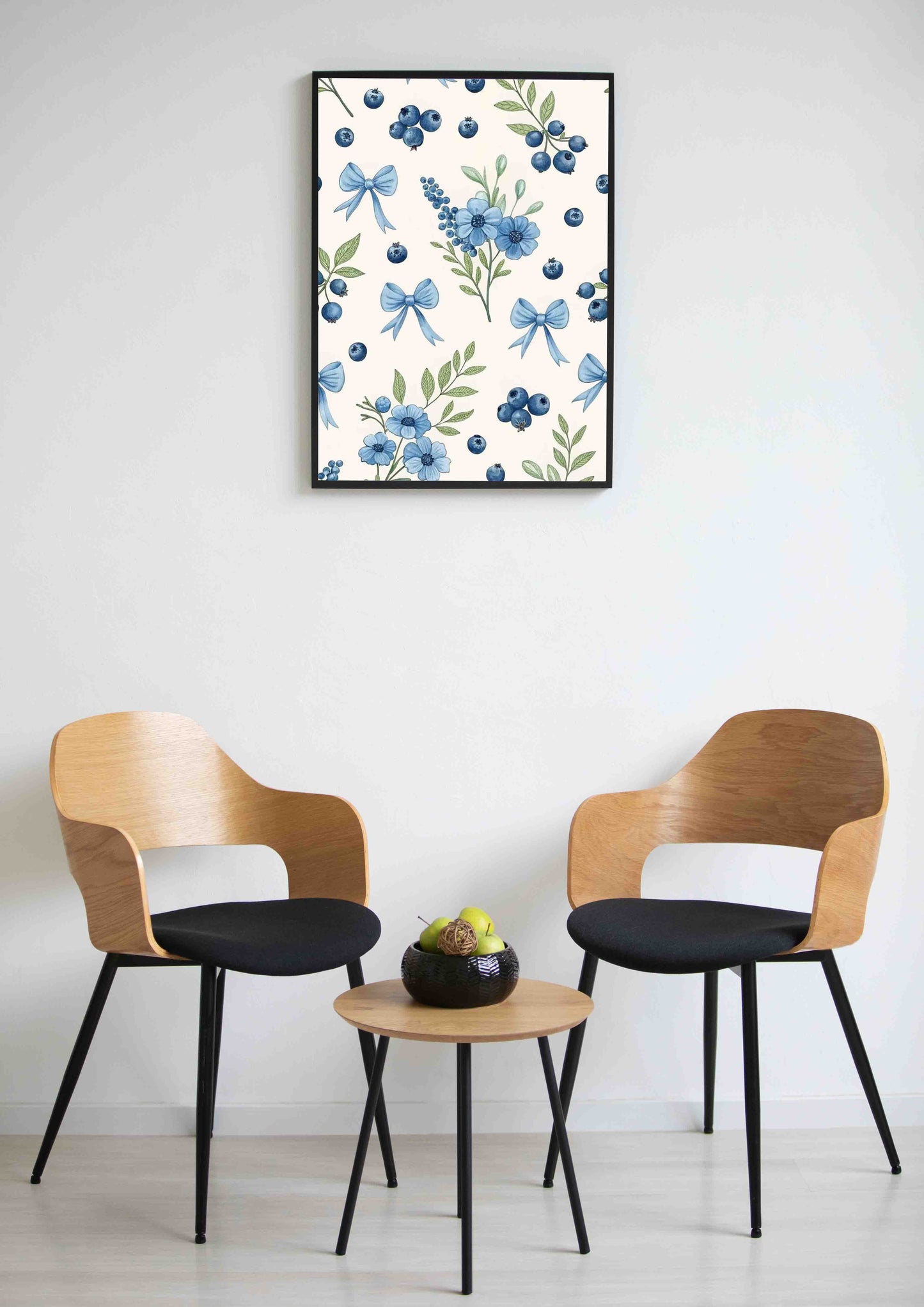 Blue Floral & Berries Wall Art