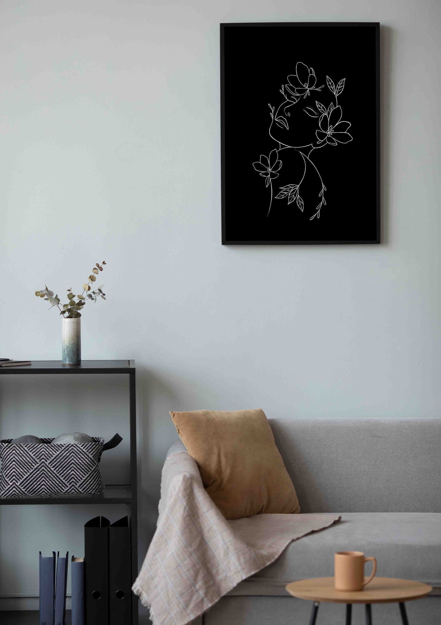 Line Art Floral Portrait Poster Wall Art