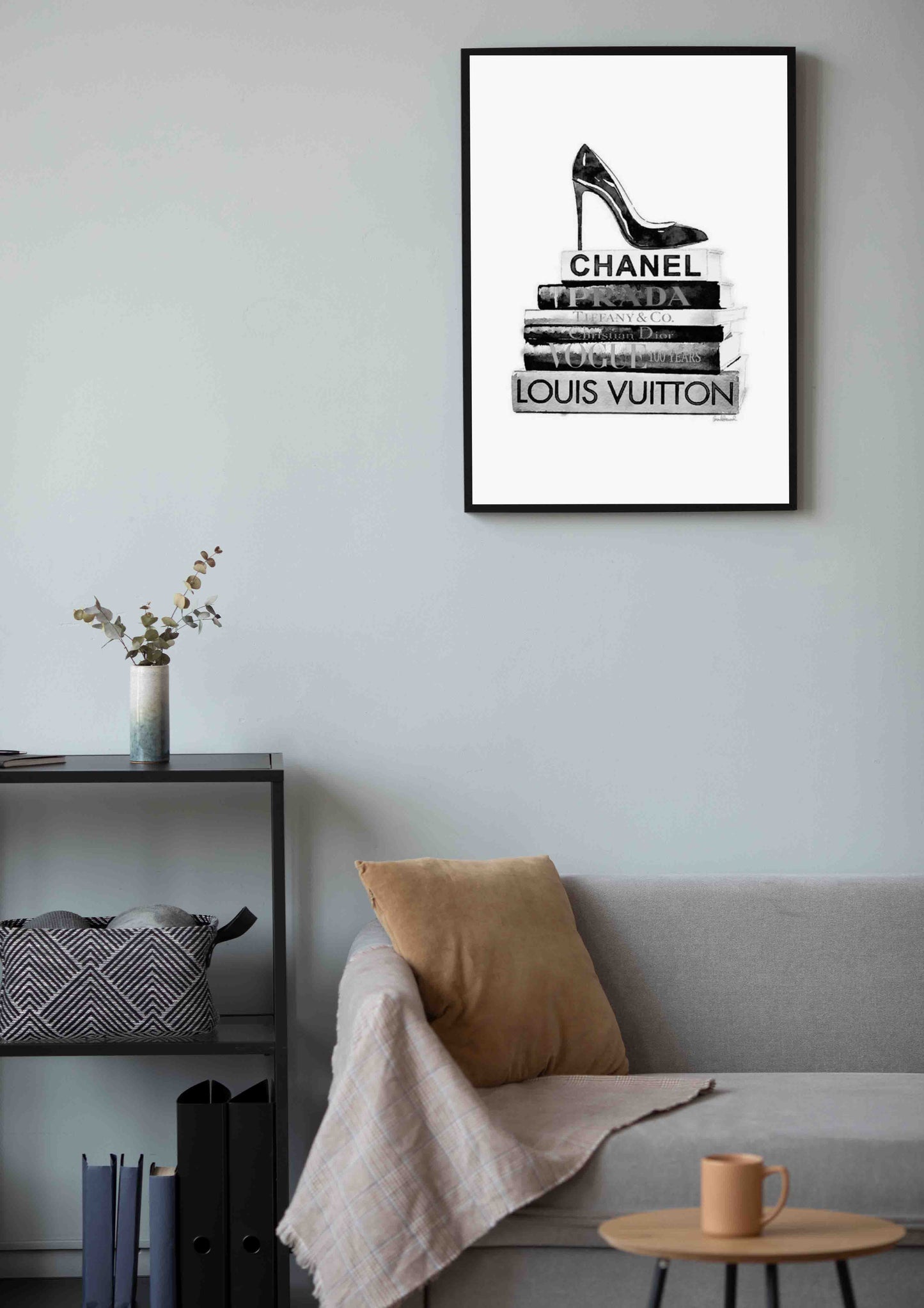 Black & White Designer Books Poster Wall Art