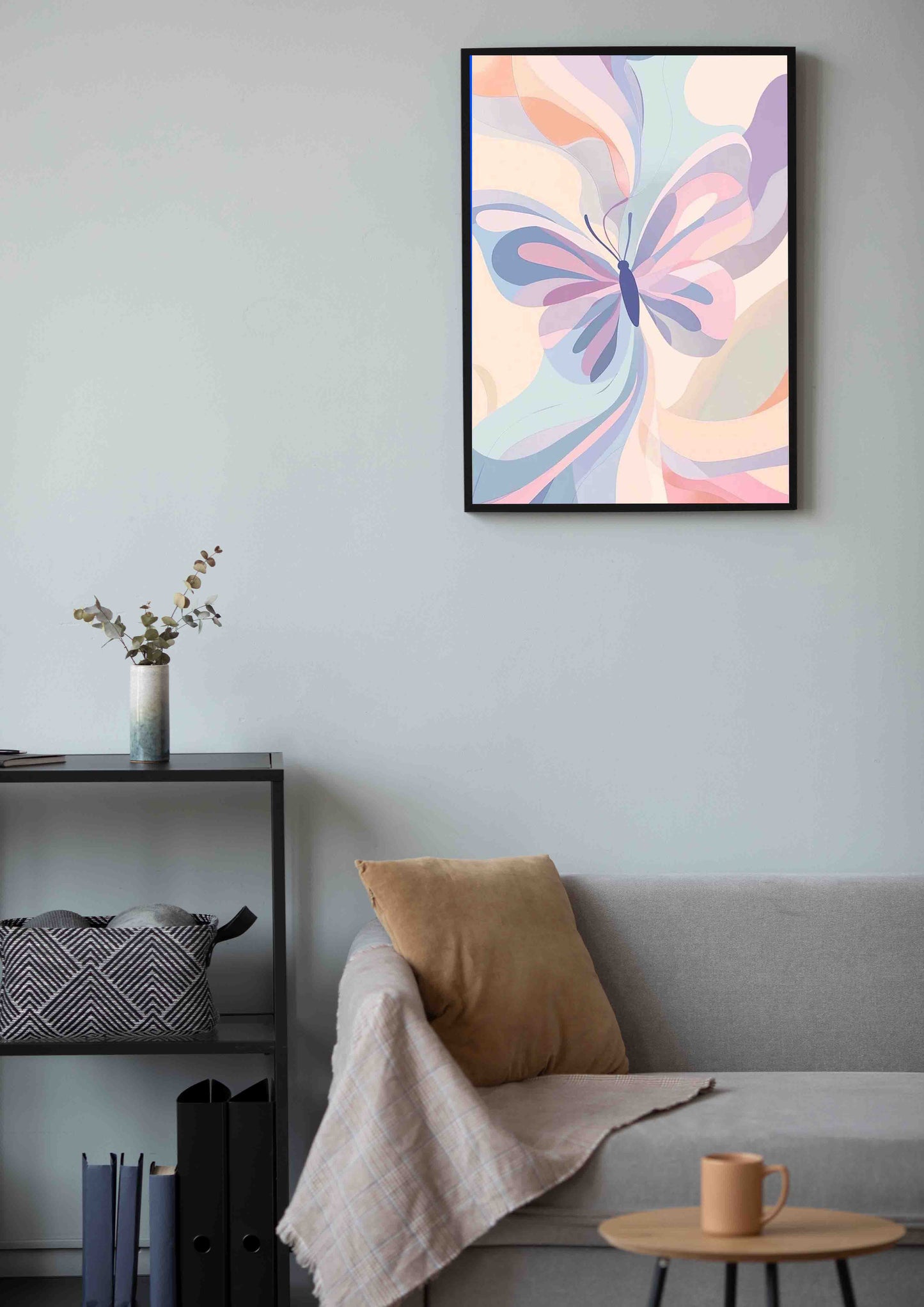 Watercolor Butterfly Swirl Poster Wall Art