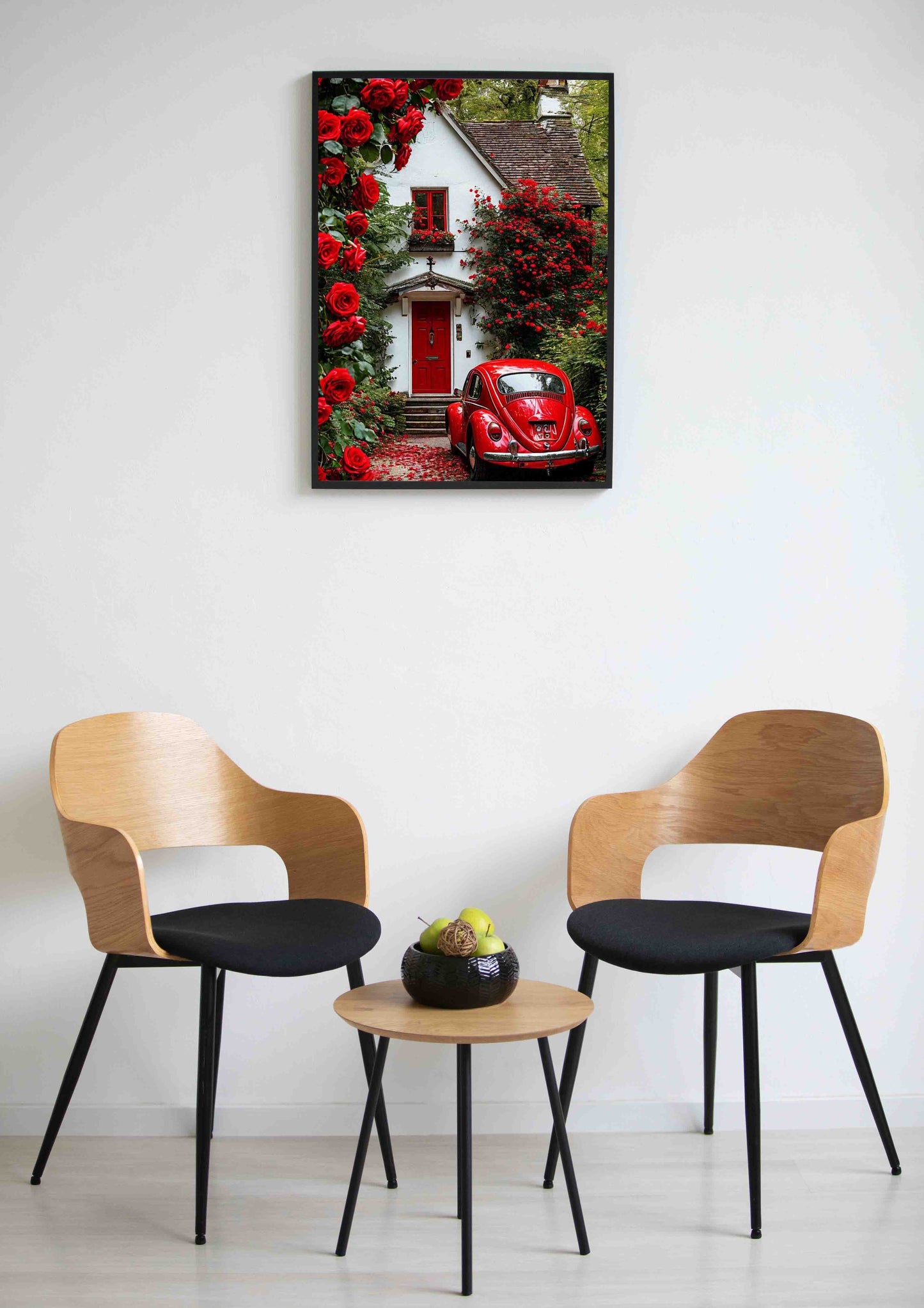 Red Rose Cottage Poster Wall Art