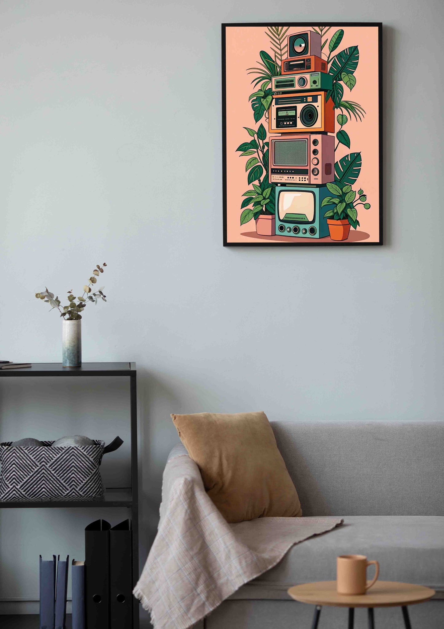 Stacked Vintage Electronics Poster Wall Art