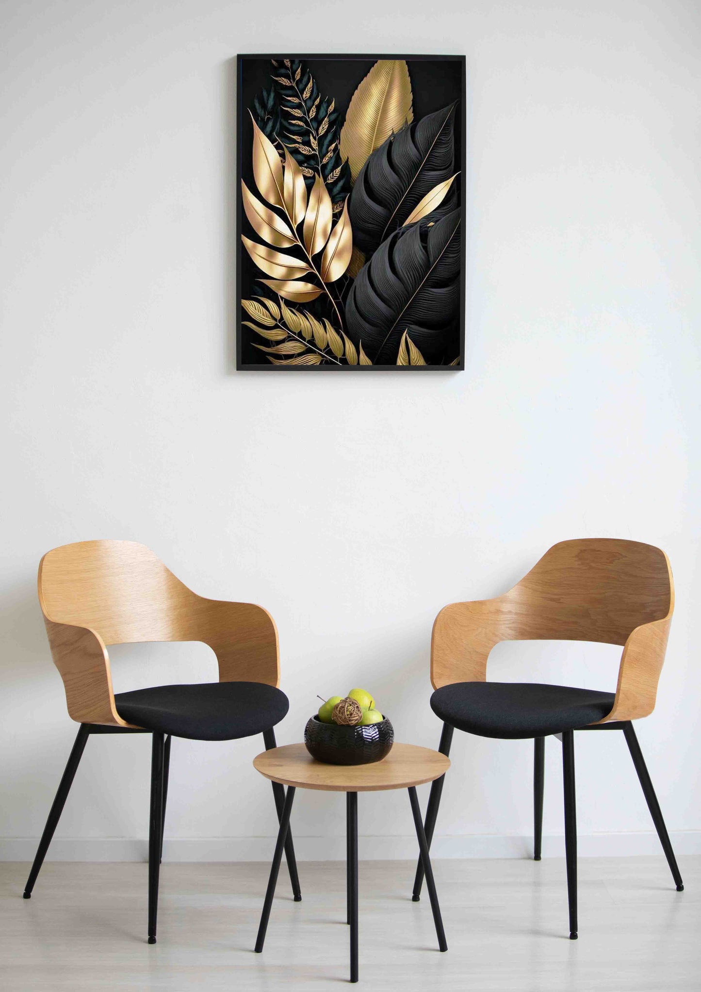 Black & Gold Tropical Leaves Wall Art