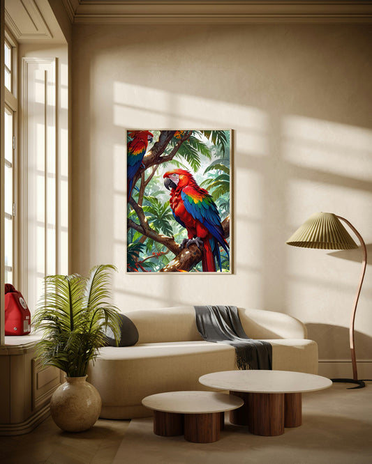 Macaws in Jungle Trees Poster Wall Art