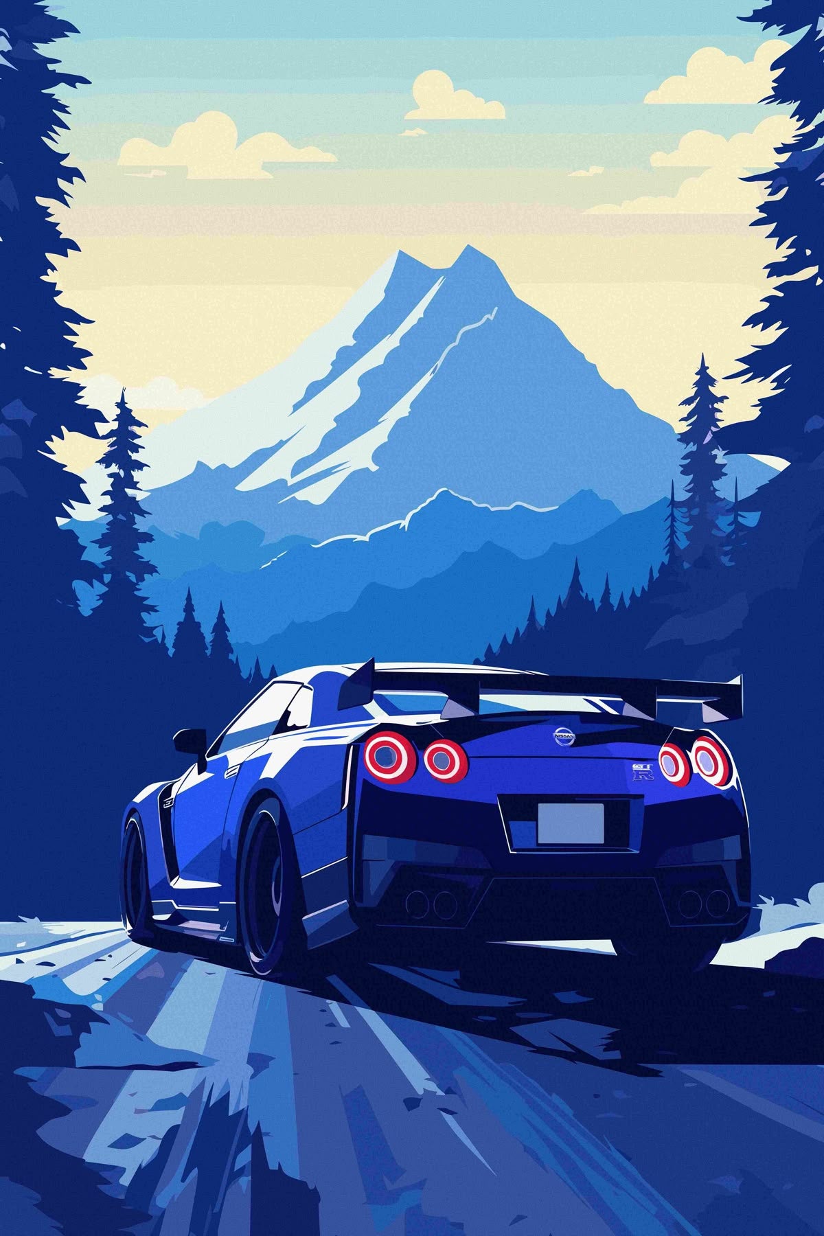 Nissan GTR Snowy Mountain Poster Wall Art