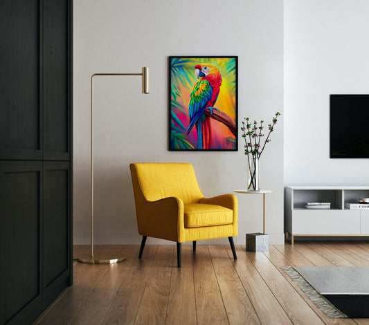 Tropical Macaw Perched Poster Wall Art