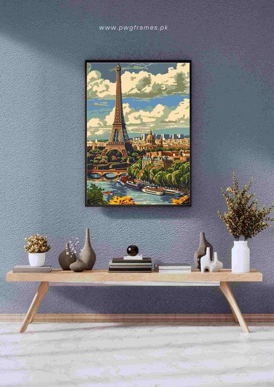 Vintage Paris Cityscape Poster Wall Art