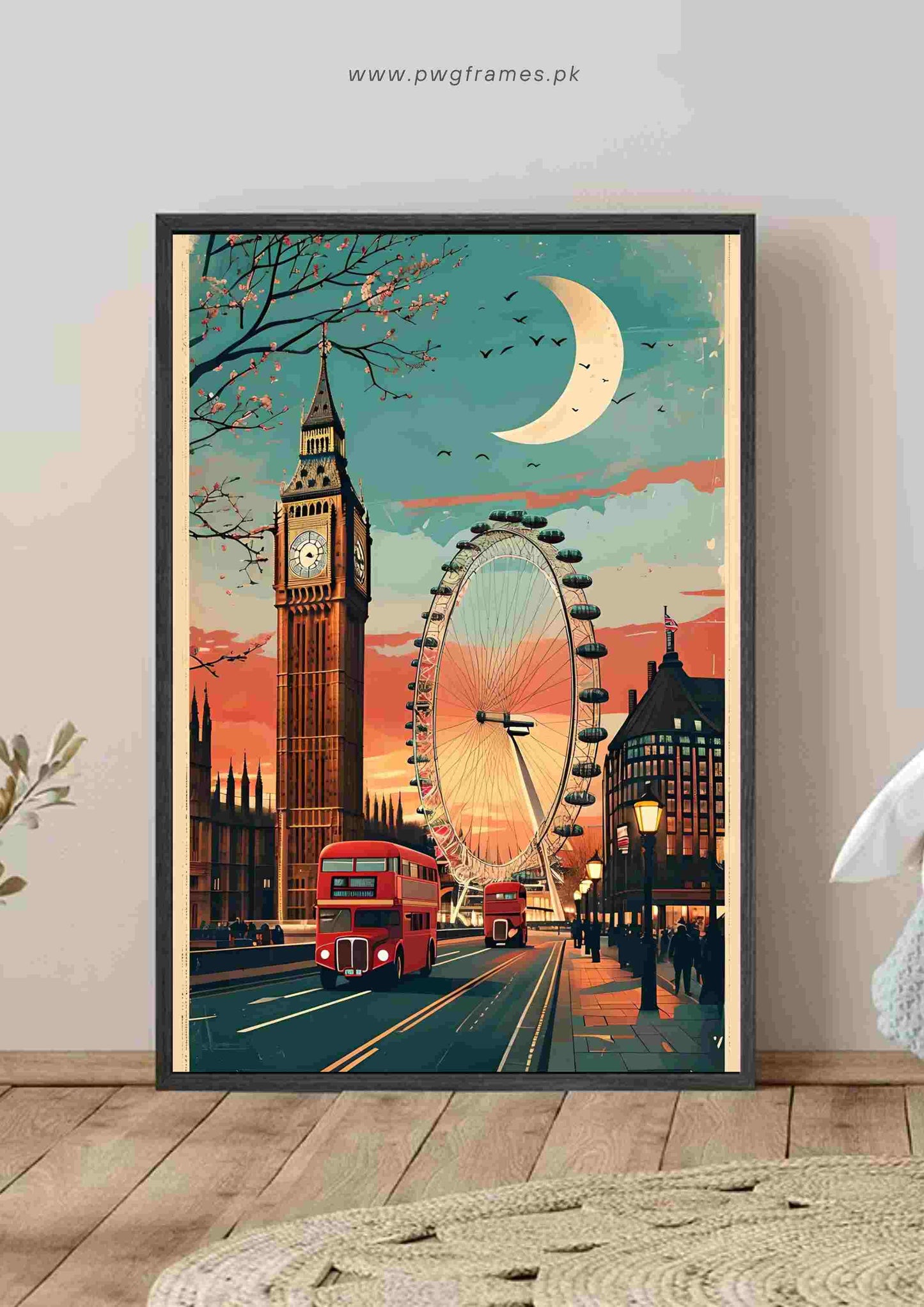 Vintage London Big Ben and Eye Poster Wall Art