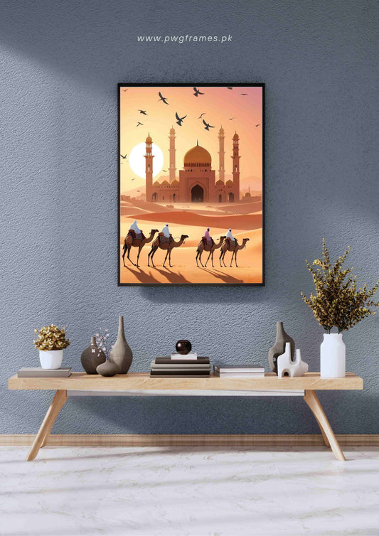 Desert Journey to the Mosque Poster Wall Art