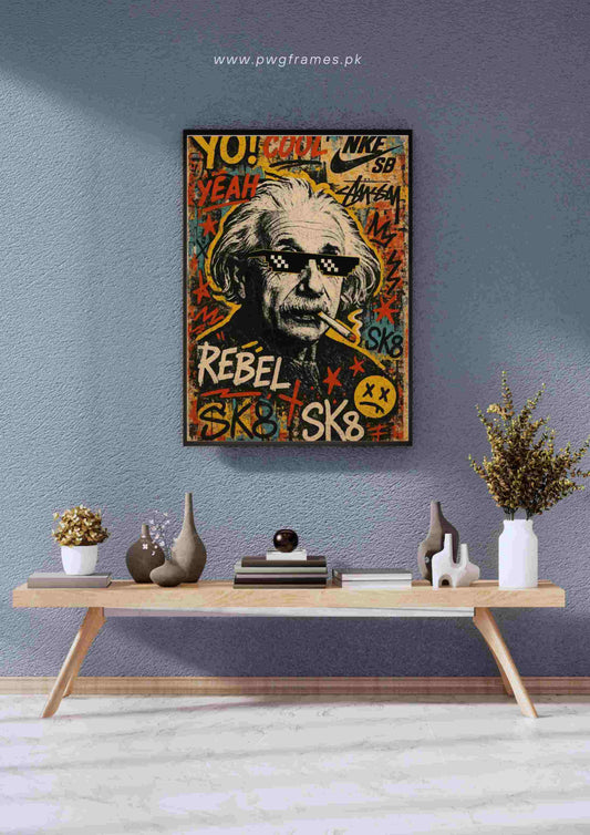 Albert Einstein Rebel Graffiti Poster Wall Art