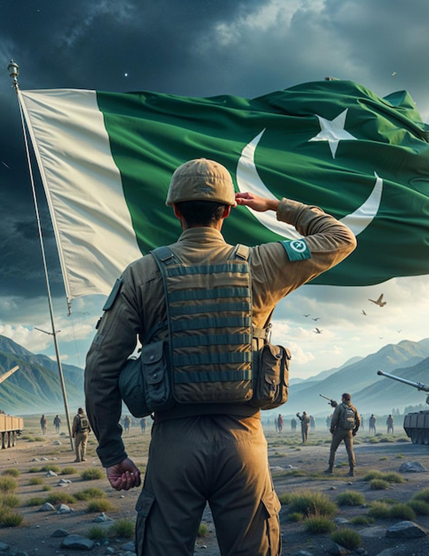 Saluting Pakistani Soldier Poster Wall Art