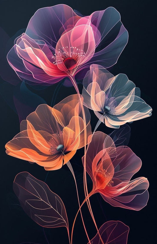 Transparent Floral Abstract Wall Art