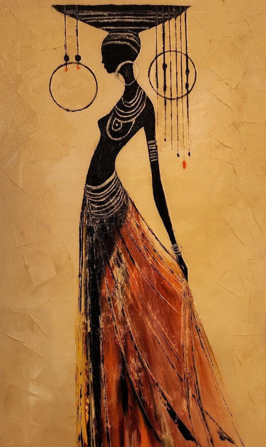 Gold & Black African Woman Wall Art