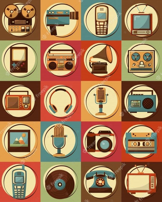 Vintage Technology Grid Wall Art