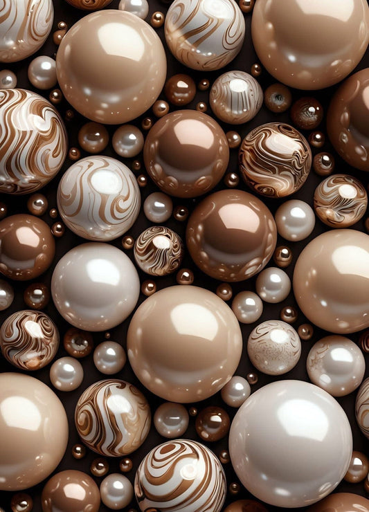 Glossy Pearl & Marble Abstract Wall Art