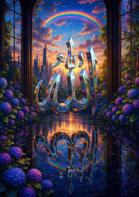 Rainbow Allah Calligraphy Wall Art