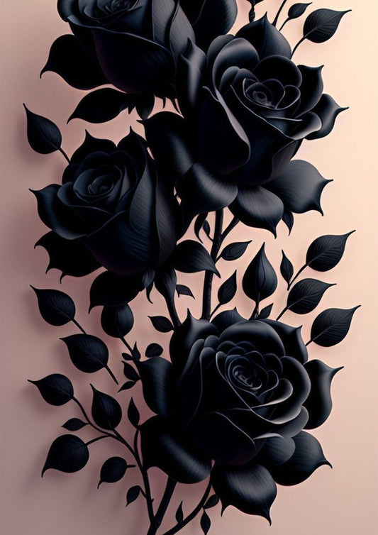 Black Roses on Pink Background Wall Art