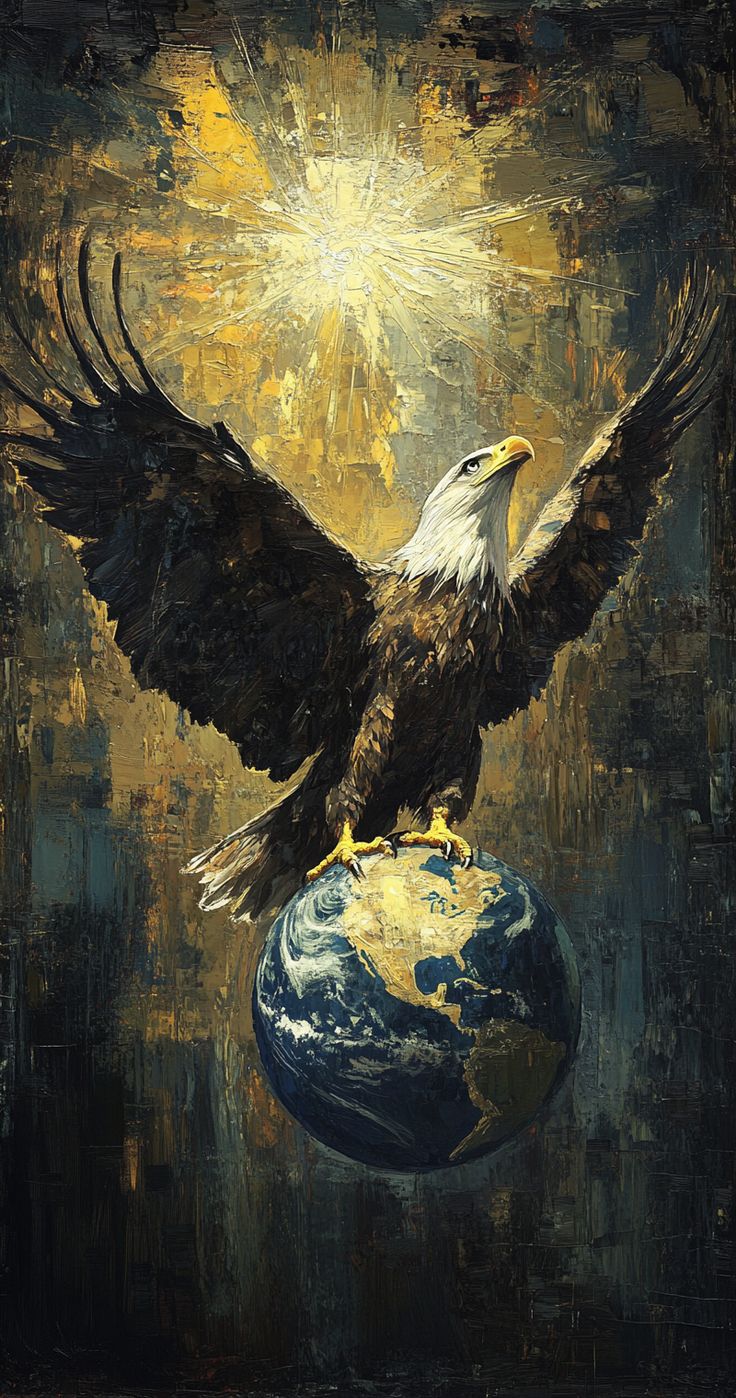 Majestic Eagle with Globe Poster Wall Art