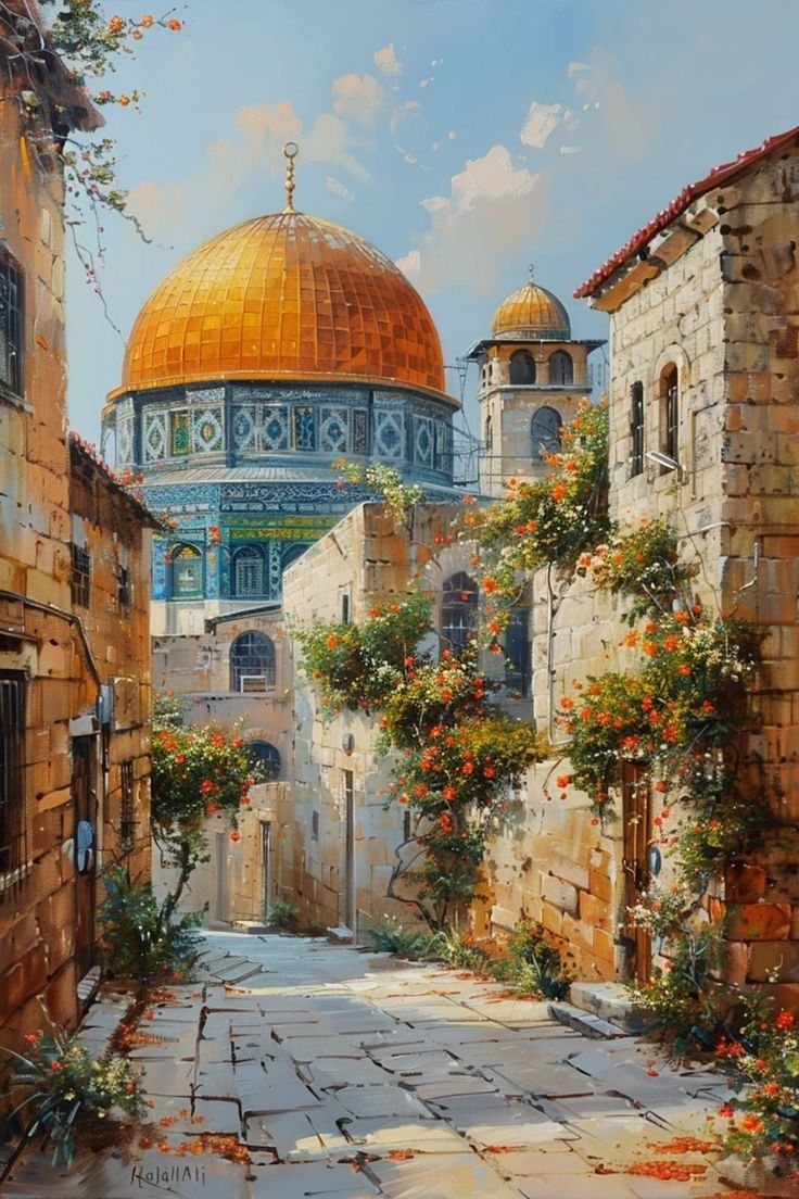 Dome of the Rock Old City Painting Poster Wall Art