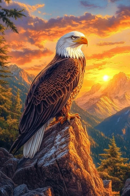 Majestic Eagle Sunset Poster Wall Art