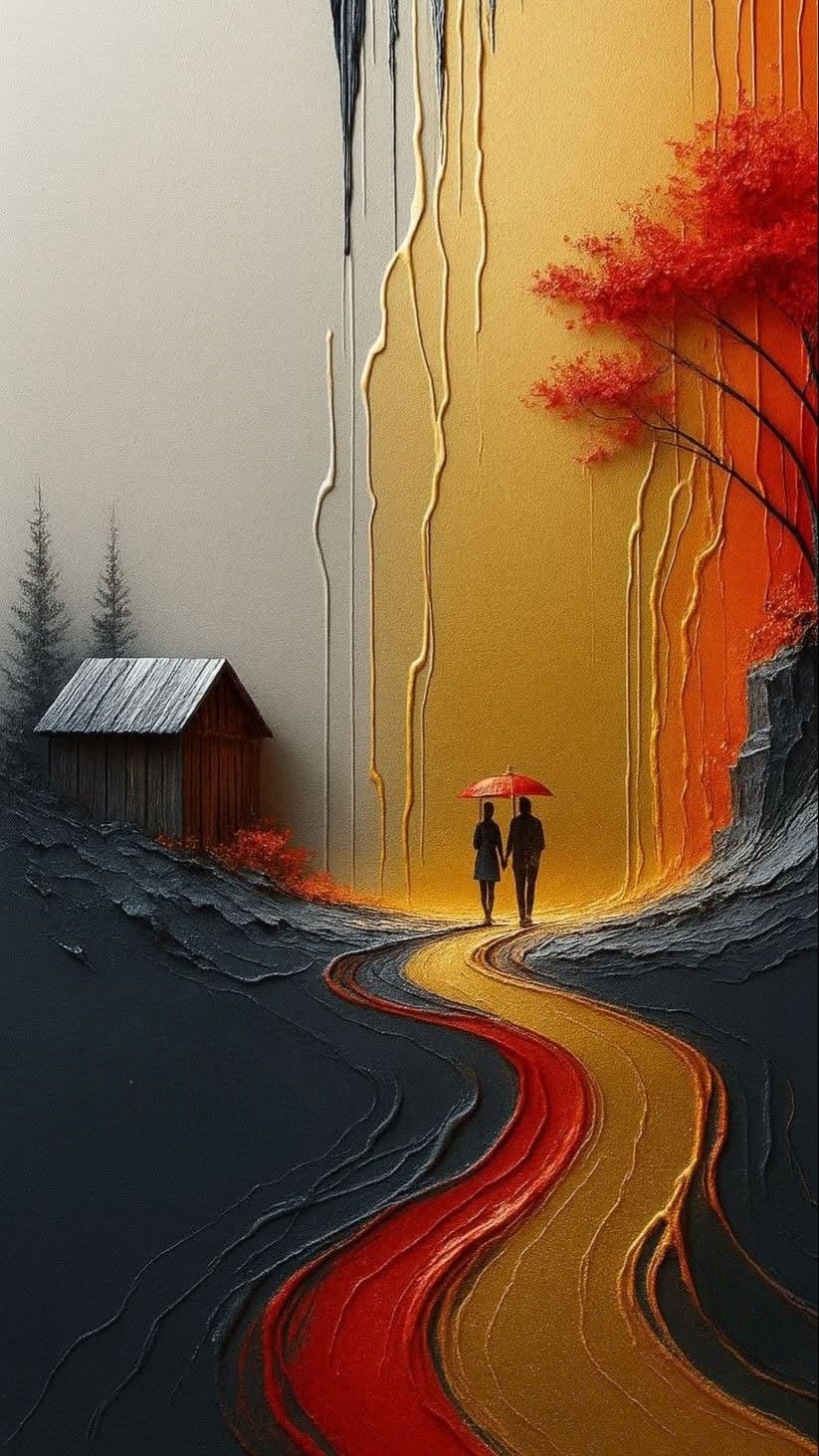 Textured Palette Knife Couple Poster Wall Art