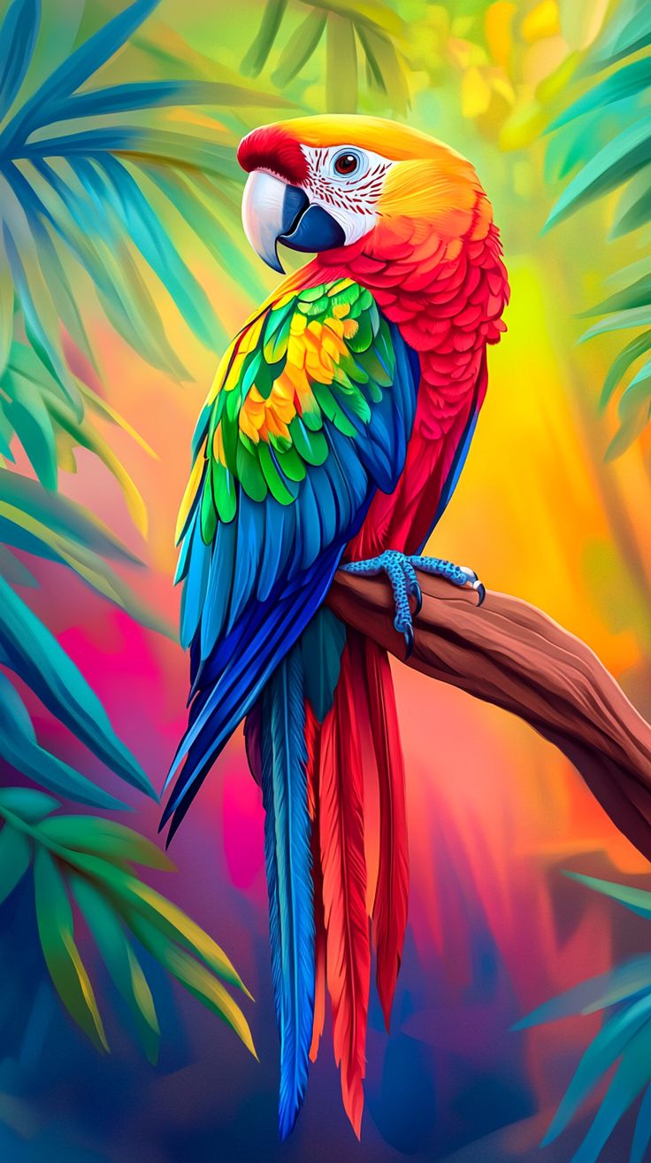 Tropical Macaw Perched Poster Wall Art