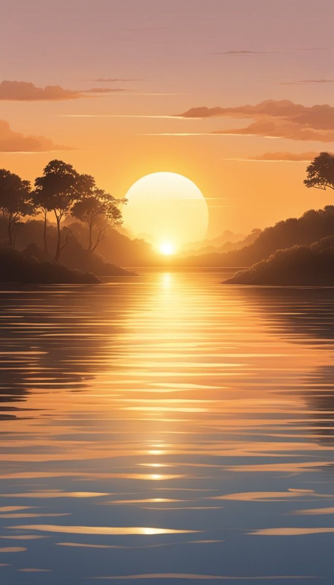 Peaceful Lake Sunset Poster Wall Art
