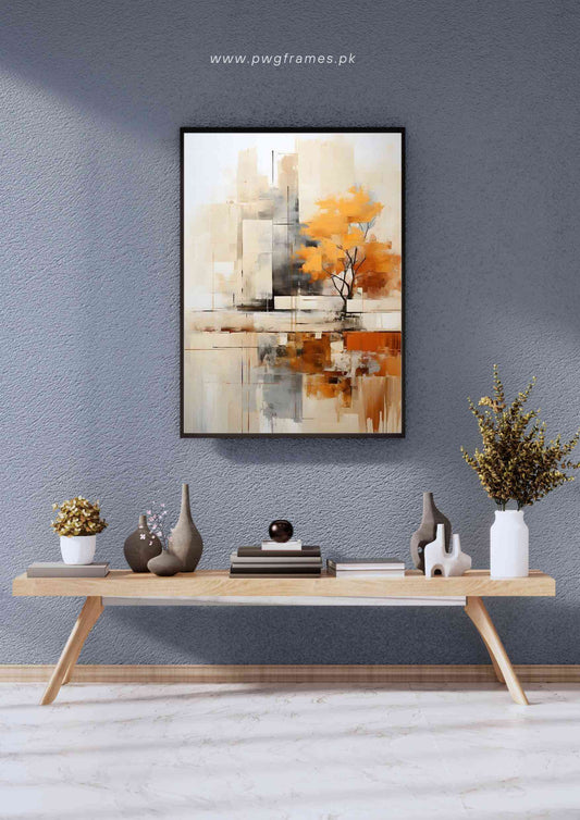 Golden Tree Abstract Poster Wall Art