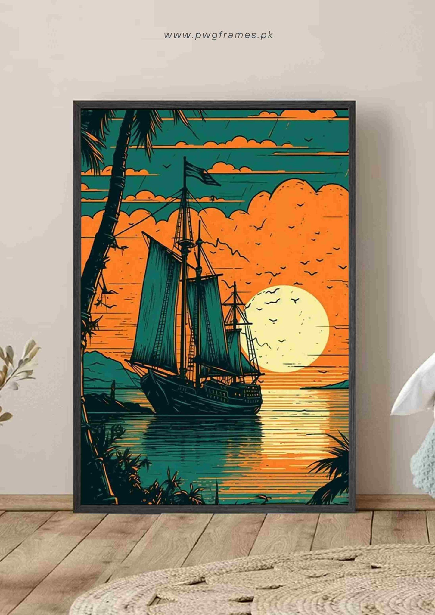 Sunset Sailboat Poster Wall Art