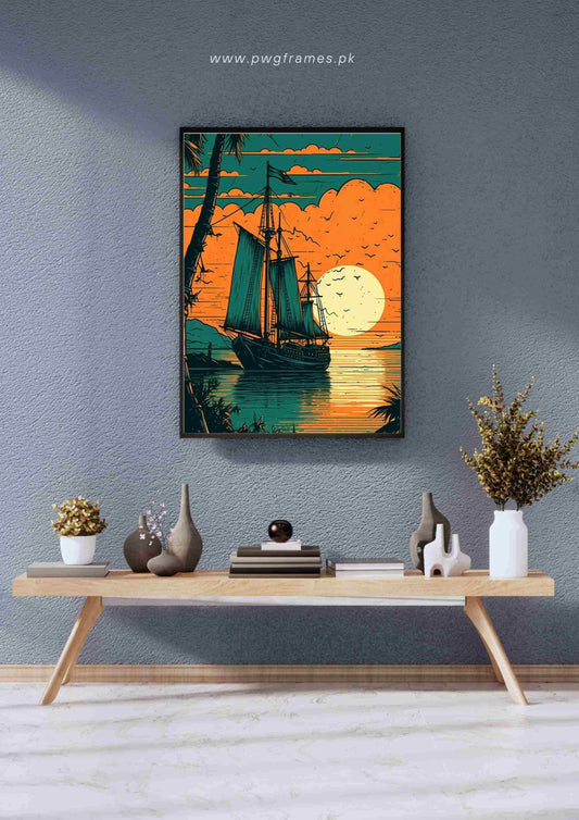 Sunset Sailboat Poster Wall Art