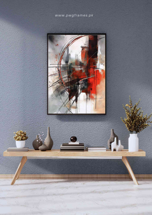 Dynamic Red and Black Abstract Poster Wall Art