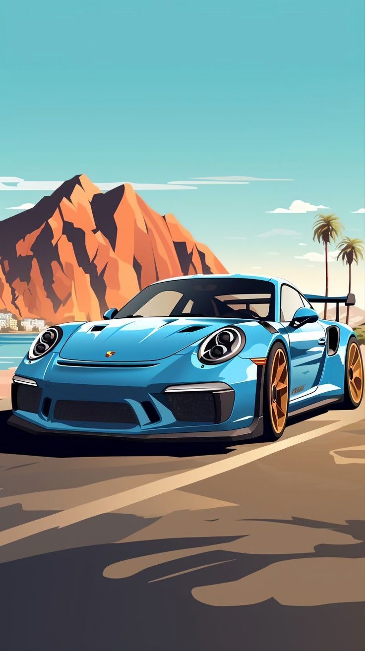 Porsche 911 GT3 RS Coastal Drive Poster Wall Art