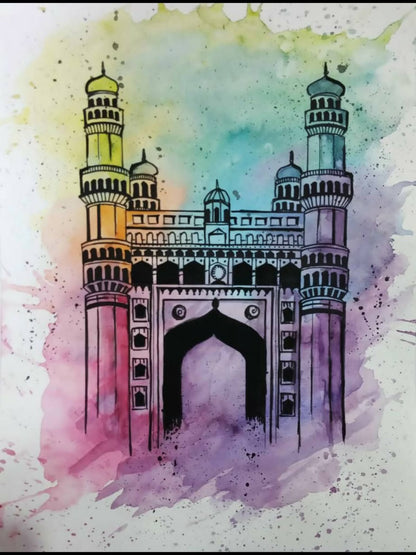 Watercolor Charminar Poster Wall Art