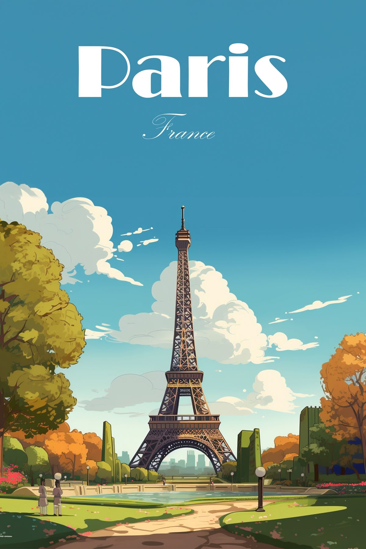 Paris France Eiffel Tower Poster Wall Art