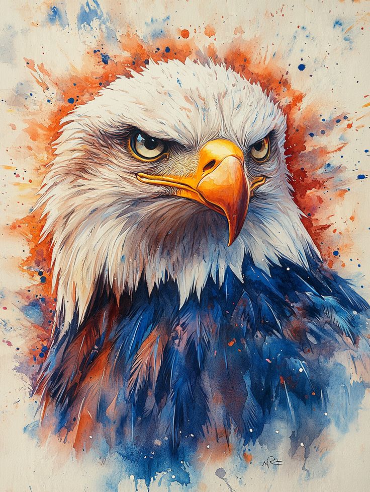 Bald Eagle Watercolor Poster Wall Art