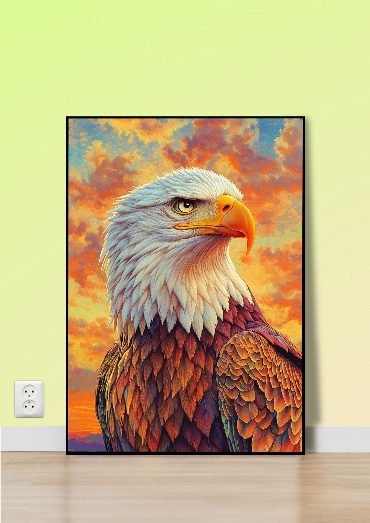 Bold Eagle with Sunset Sky Poster Wall Art