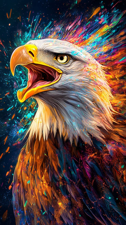 Colorful Screaming Eagle Poster Wall Art