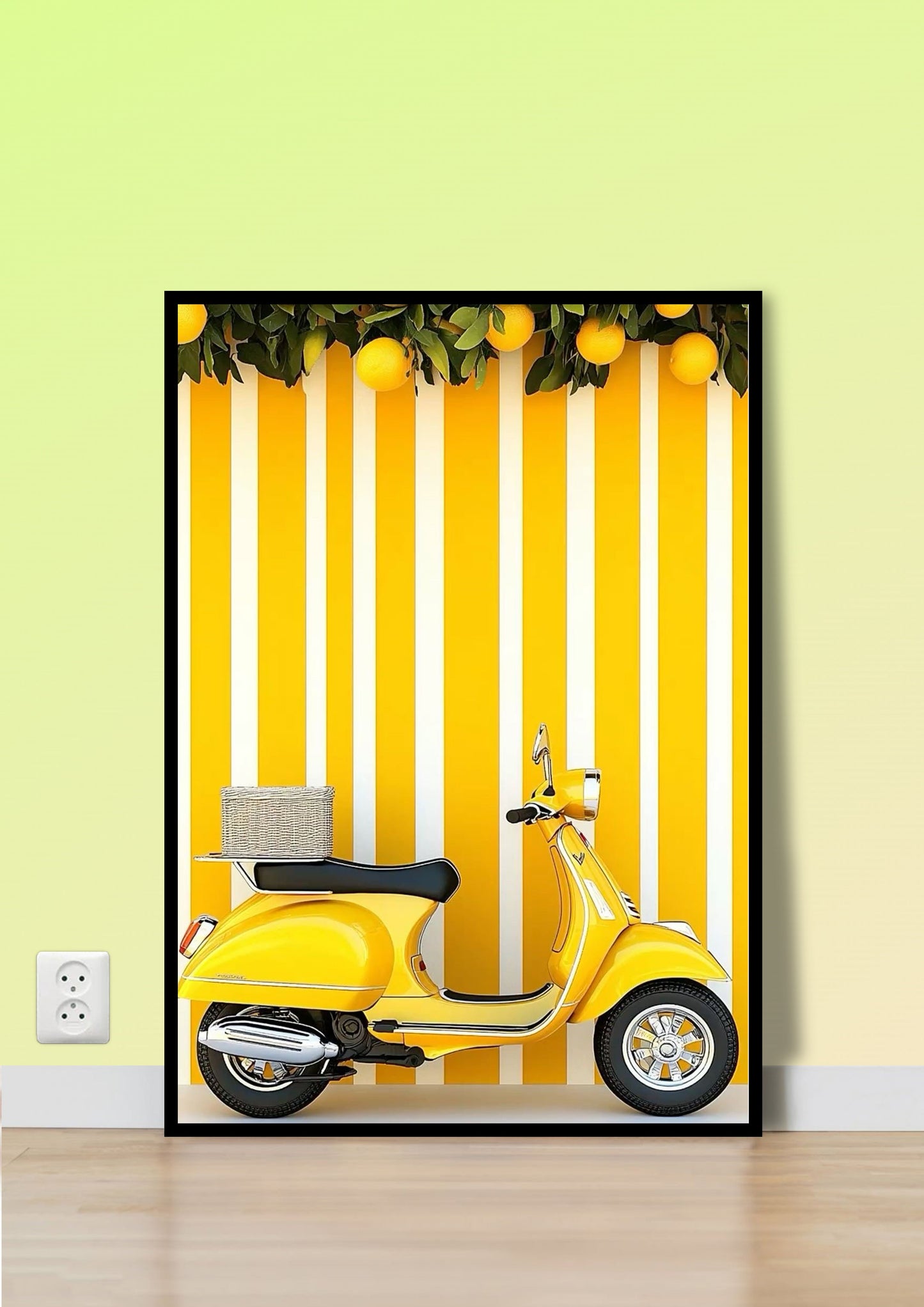 Yellow Vespa Scooter Wall Art