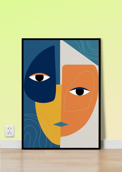 Abstract Split Face Wall Art