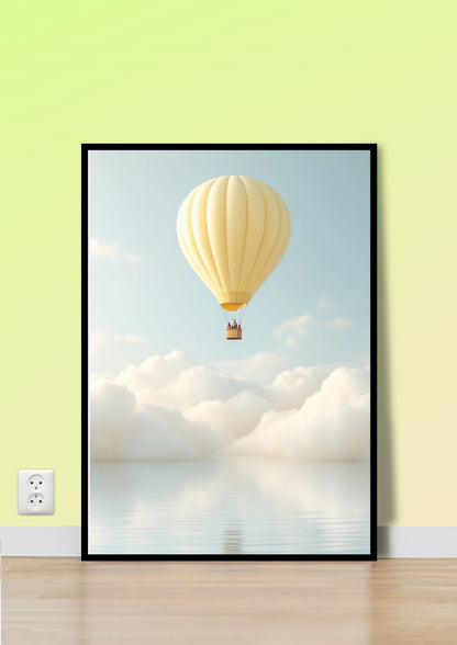Pale Yellow Hot Air Balloon Wall Art