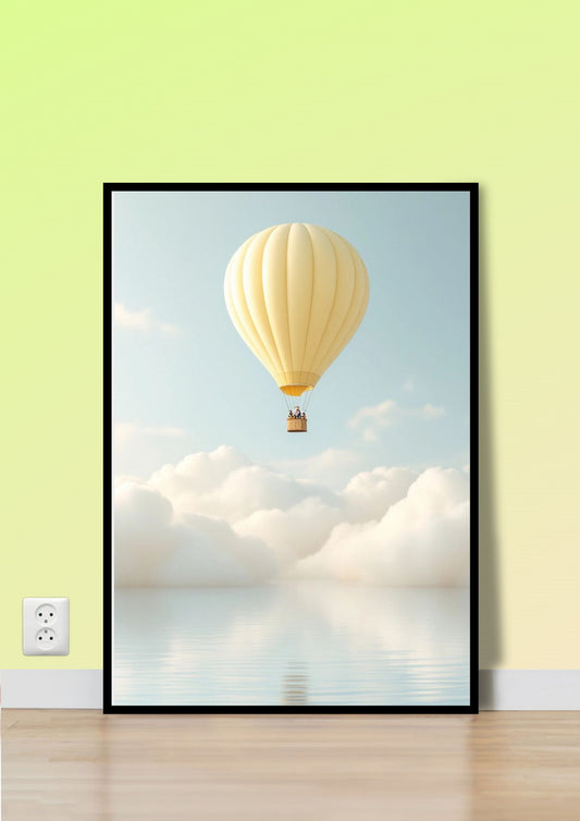 Pale Yellow Hot Air Balloon Wall Art