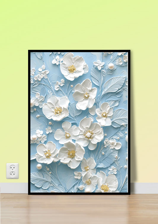 Textured White Floral Wall Art