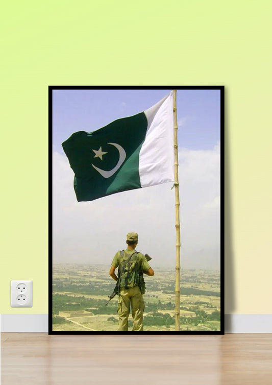 Lone Soldier & Pakistani Flag Poster Wall Art
